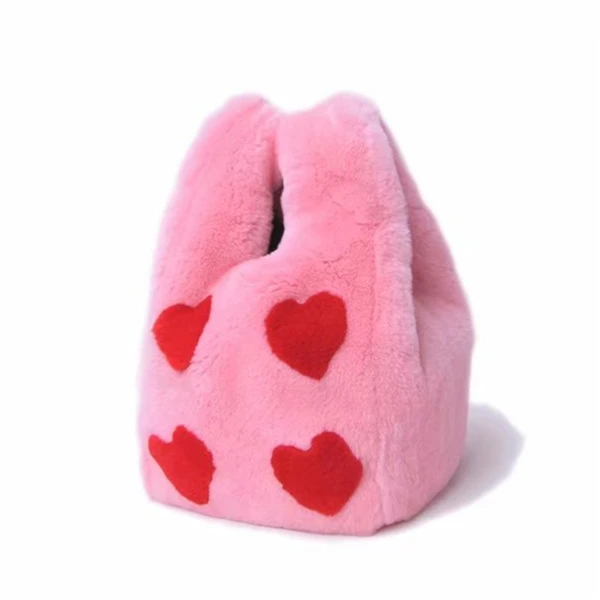 Pink Heart IANLAN женские сумки-тоут из натурального меха/напульсники сумки дамские сумки из кроличьего меха с полным ворсом повседневные сумки для покупок IL00554 - Цвет: Pink Heart