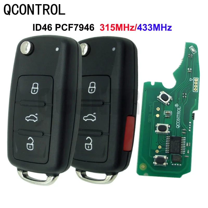 QCONTROL 3/4/3+1 button Remote Key fob 315/433mhz For Audi A8 folding key ID46 PCF7946 315/433MHz qcontrol 3 4 3 1 button remote key fob 315 433mhz for audi a8 folding key id46 pcf7946 315 433mhz