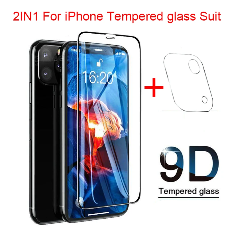 

2 in 1 Camera Screen Protector For iPhone 11 Pro Max XS X XR 10 Tempered Glass On For Apple iPhone 6 6s 7 8 Plus 7p 8p 6p Film