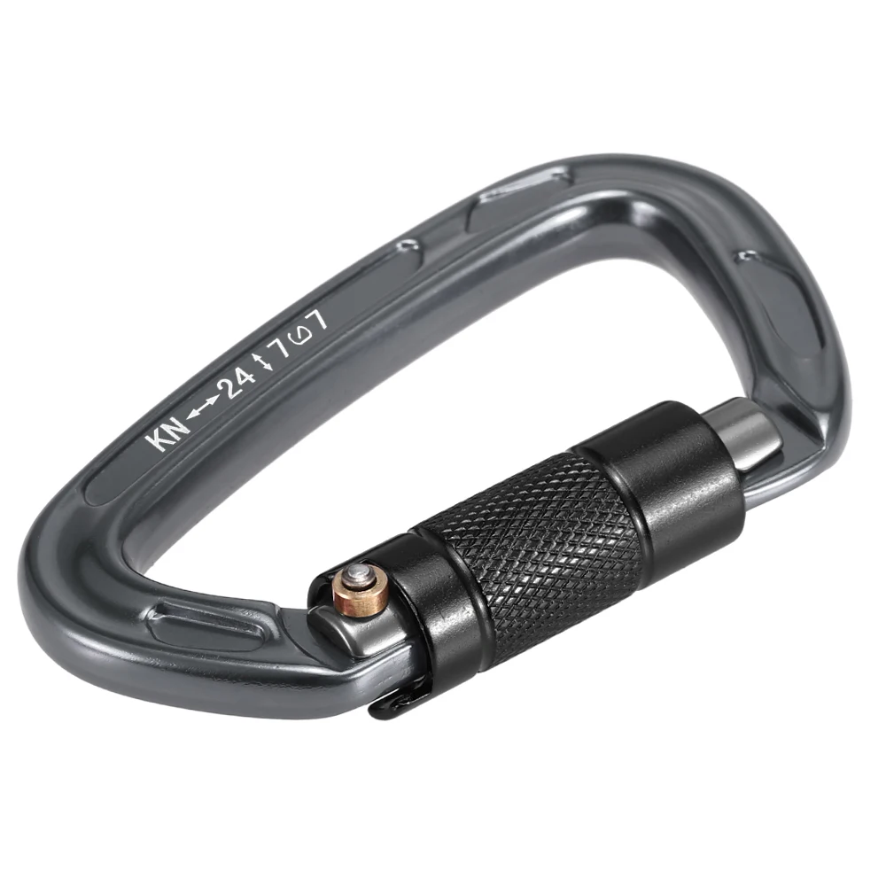 24KN Screw Carabiner Heavy Duty Camping Locking Clips Fishing Climbing Carabiner D-shape Climbing Equipment for Climbing Hiking