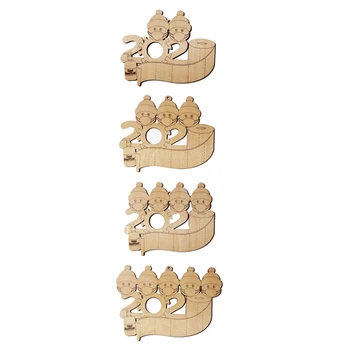 

5Pcs Christmas Wooden Family Handwritten Pendant New DIY Creative Name Mask Christmas Tree Pendant