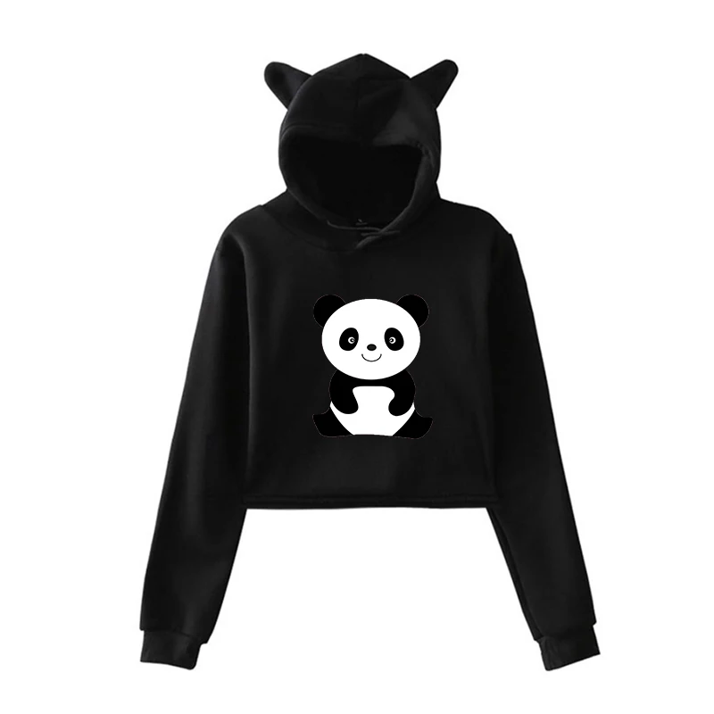 Kawaii/толстовки с принтом панды для девочек-подростков; худи в стиле Харадзюку; Женская толстовка в стиле Харадзюку; пуловеры с капюшоном; сезон осень-зима; милые топы