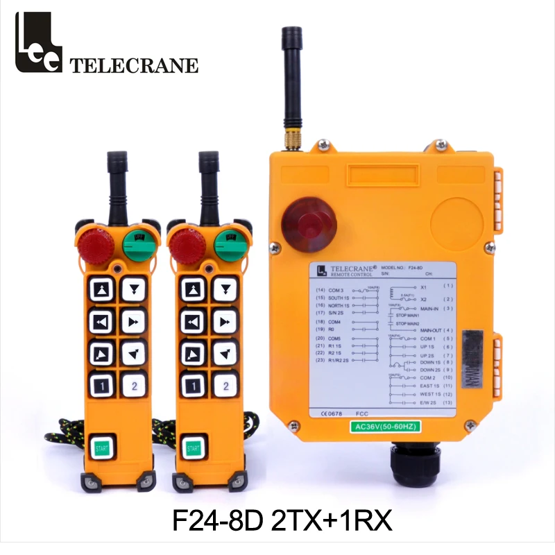 

Telecrane Multiple Operation F24-8d Two Steps Buttons 2 Transmitter 1 Receiver 4 Axis Industrial Cordless Radio Remote Controlle