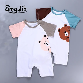 

Summer New Style Short Sleeved Girls Dress Baby Romper Cotton Newborn Body Suit Baby Pajama Boys Animal Monkey Rompers 2020 hot