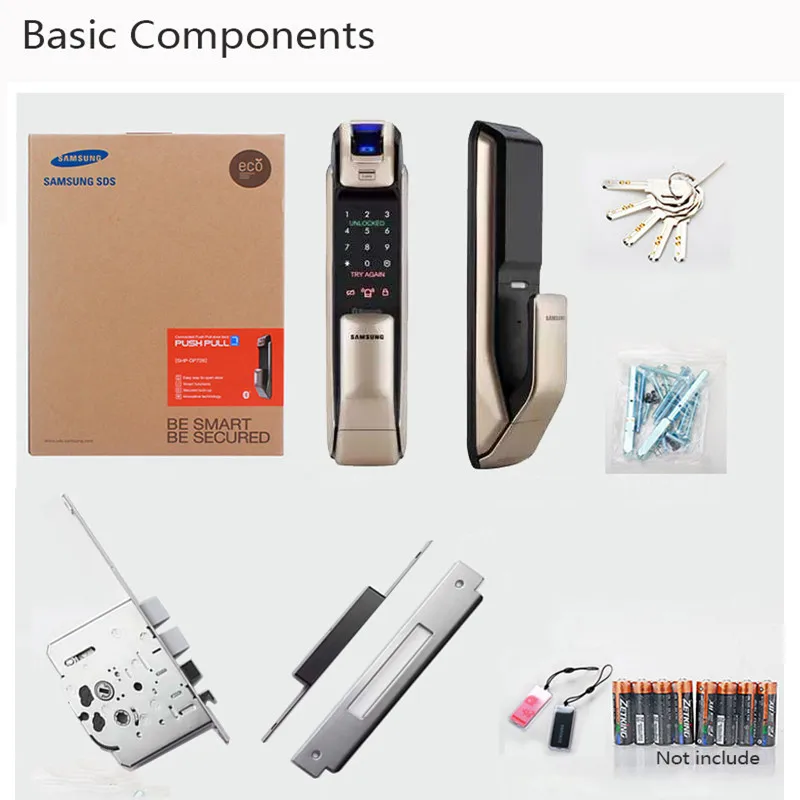  SAMSUNG Fingerprint PUSH PULL Digital Door Lock With WIFI Bluetooth App SHS-DP728 English Version B