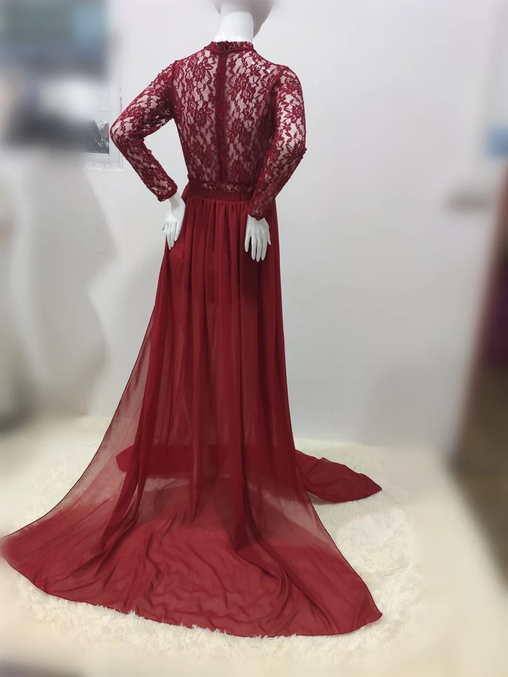 Fancy Lace Maternity Dresses For Photo Shoot Sexy Split Side Pregnancy Dress Maxi Gown Long Pregnant Women Photography Prop 2020 (12)