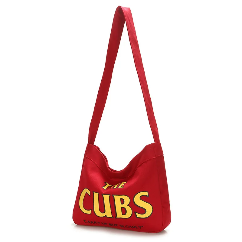

New European style shoulder strap letter canvas bag with large capacity bags
