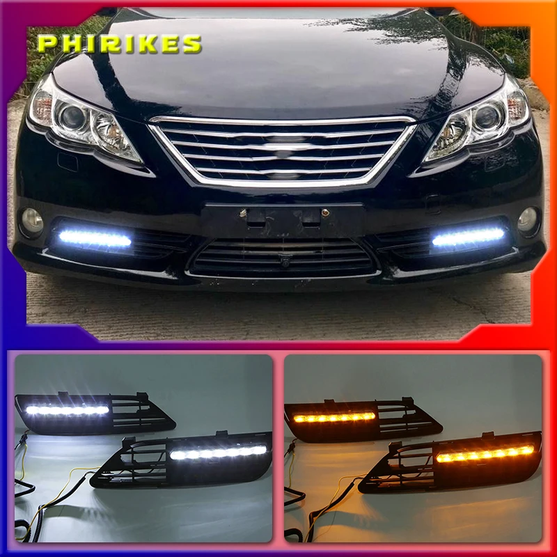 

1Pair DRL For Toyota MARK X REIZ 2010-2013 LED DRL Daytime Running Light With Turn Signal Fog Lamp