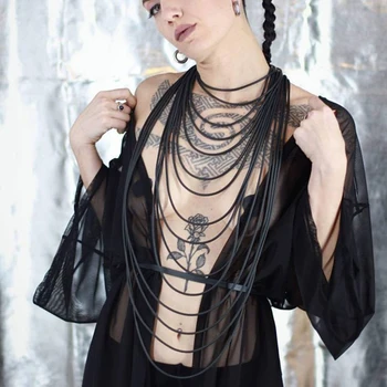 

UKEBAY New Pendant Necklace For Women Rubber Jewelry Statement Gothic Necklaces Handmade Rubber Jewelry Long Chain Punk Necklace