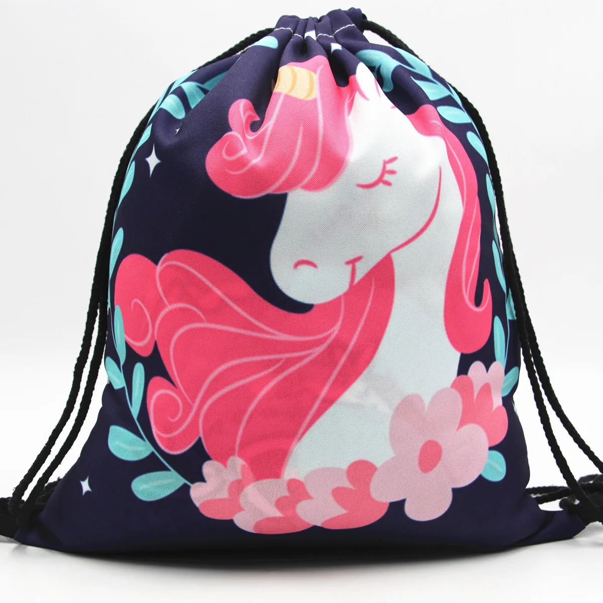 

Hot Sales 3D Digital Printing Drawstring Bag Backpack Bag Unicorn Shopping Storage Drawstring Backpack