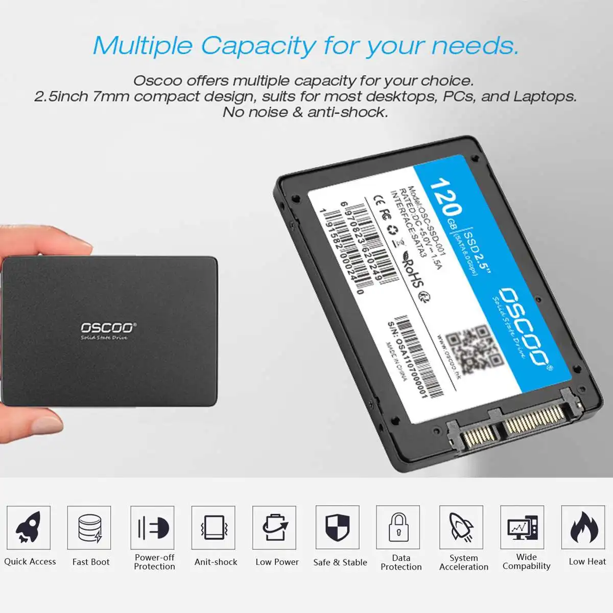 2.5inch SATA 3 6Gbps Internal Hard Drive SSD Solid State Drive 120GB Hard Disk Internal Solid State Drives