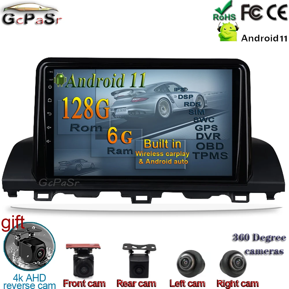 128G CARPLAY Android 11 автомобильный радиоплеер для Honda Accord 10 CV X 2017-2021 радио магнитофон