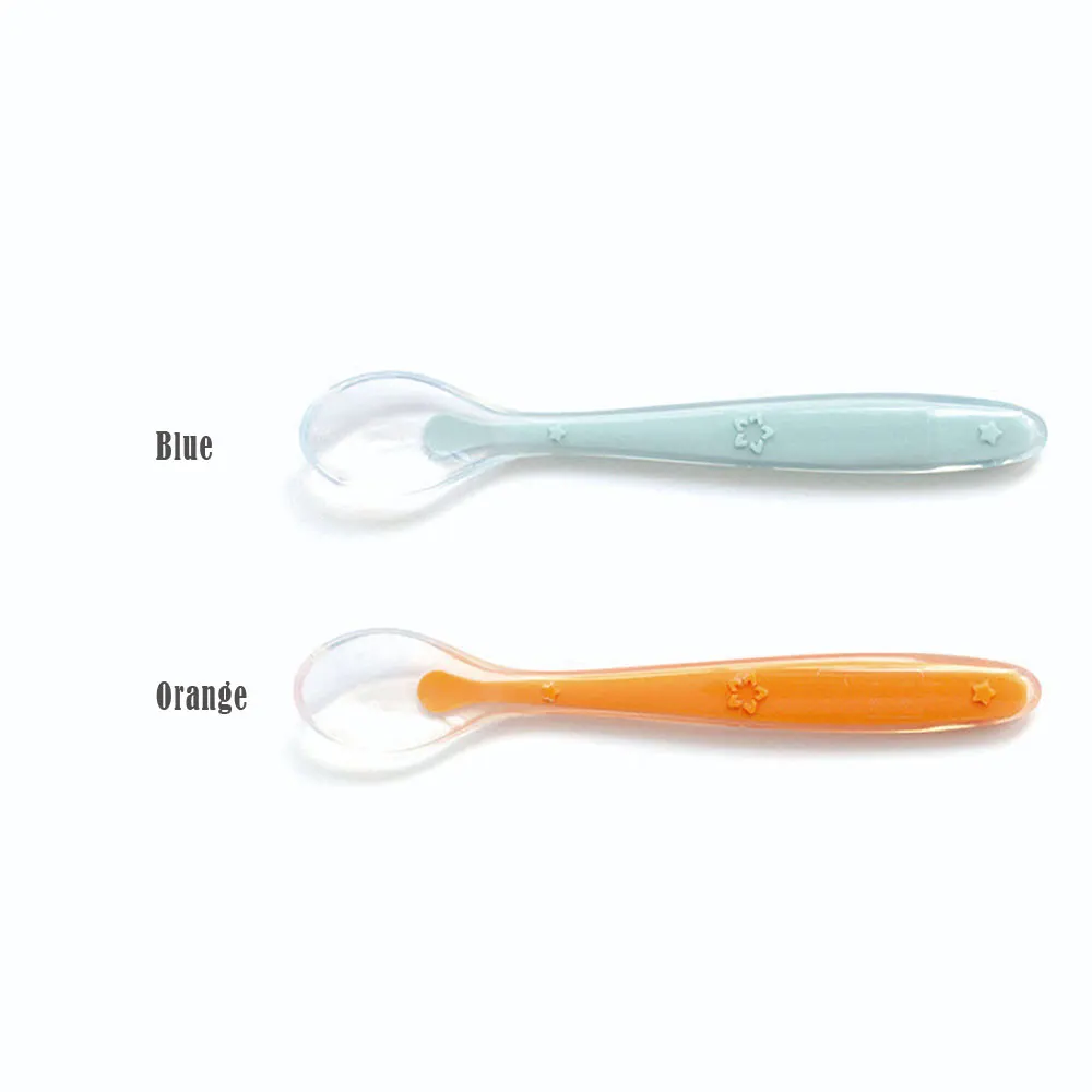 2pcs Baby Spoons Feeding Dishes Tableware For Children Flatware Cutlery Spoon Silicone Feeding Soft Head Spoon Feeding