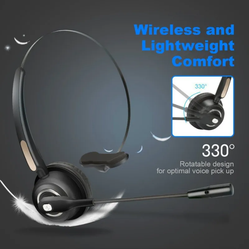 Bluetooth Headset BH520 Wireless Earphone Over the Head Noise Canceling Headphone For Truck Car Drivers Office