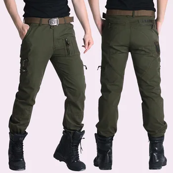 

Tactical Pants Army Male Camo Jogger Plus Size Cotton Trousers Many Pocket Zip Military Style Camouflage Black Men's Cargo Pants