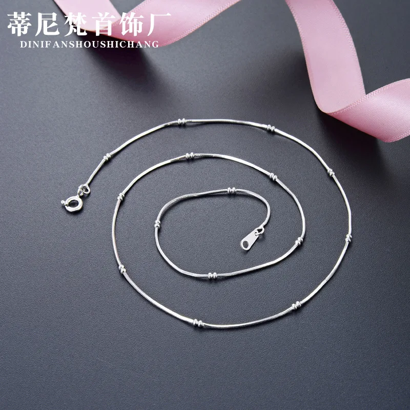 

Hot Selling 925 Sterling 08 Party Snake Bag 1.8 Double Bead Necklace Simple Cool Necklace Choker Sweater Chain