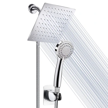

High Pressure 8inch Rainfall Stainless Steel Shower Head/Handheld Combo with 60inch Hose Anti-Leak Shower Head