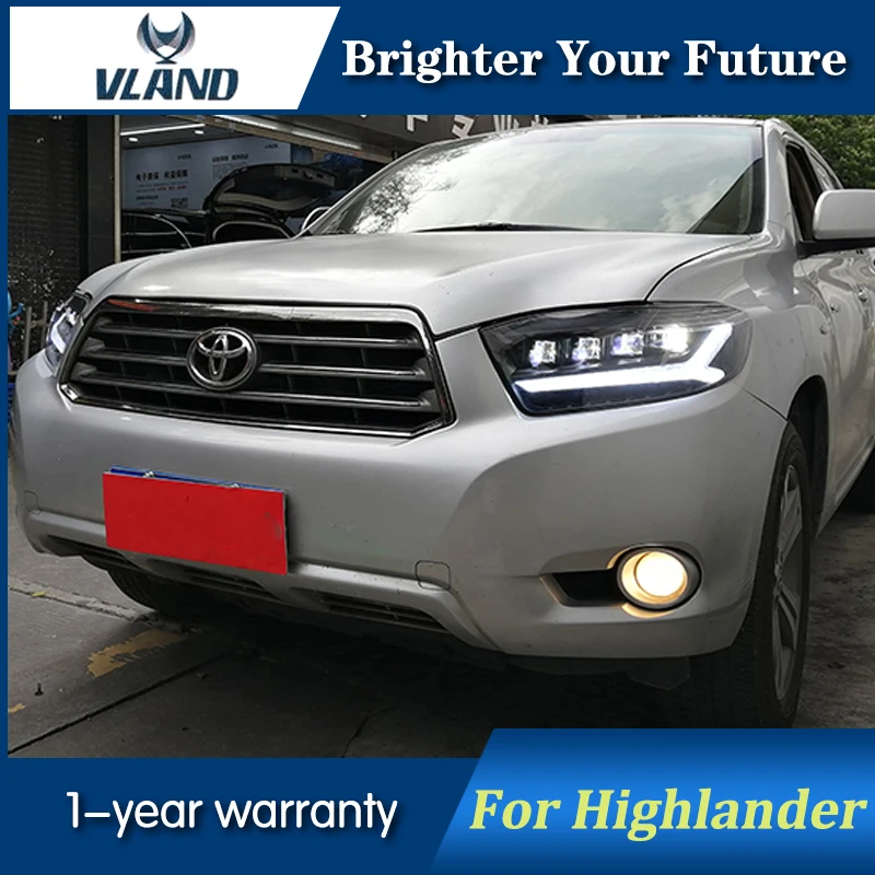 2 шт. головная лампа для фары Toyota Highlander в сборе 2008 2009 2010 Светодиодный прожектор с