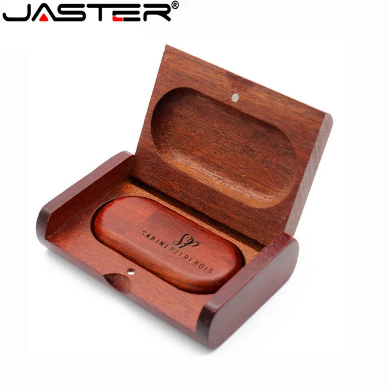 Деревянный USB флеш накопитель JASTER + упаковочная коробка красная деревянная