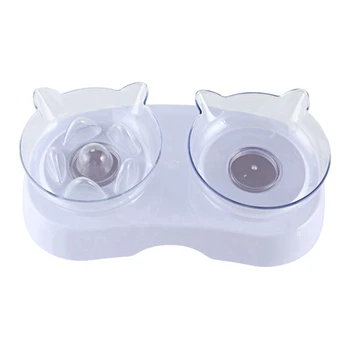 

Cat Neck Protection Dish 15 Degree Tilted Feeder Double Bowls Plastic Water Bowl And Food Maze Bowl