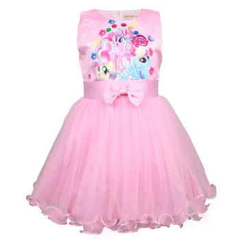 

Little Pony Girls Dress Bow Lace Dresses For Girls Birthday Gift Party Clothing Toddler Girl Dresses 2-8 Year Children Clothing