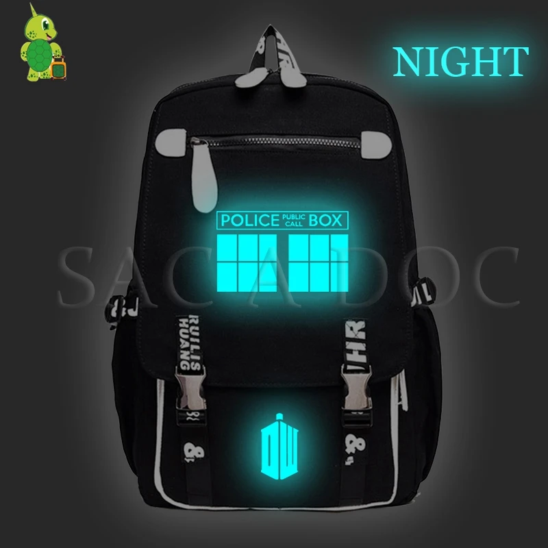 Рюкзак с отражающими вставками Doctor Who, школьные сумки для подростков, девочек и мальчиков, модный рюкзак для ноутбука, для женщин и мужчин, большие вместительные дорожные сумки