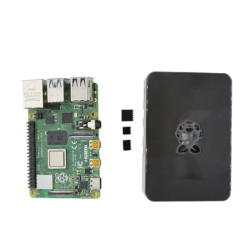 Для Raspberry Pi 4 Модель B 4G ram ABS чехол с черными радиаторами Поддержка 2,4/5,0 ГГц wifi Bluetooth 5,0 для RPI 4 DIY Kit