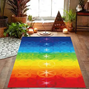 

Multipurpose Comfortable Rainbow 7 Chakra Design Mandala Boho Hanging Blanket Tapestry Summer Beach Towel Yoga Mat Home Decor
