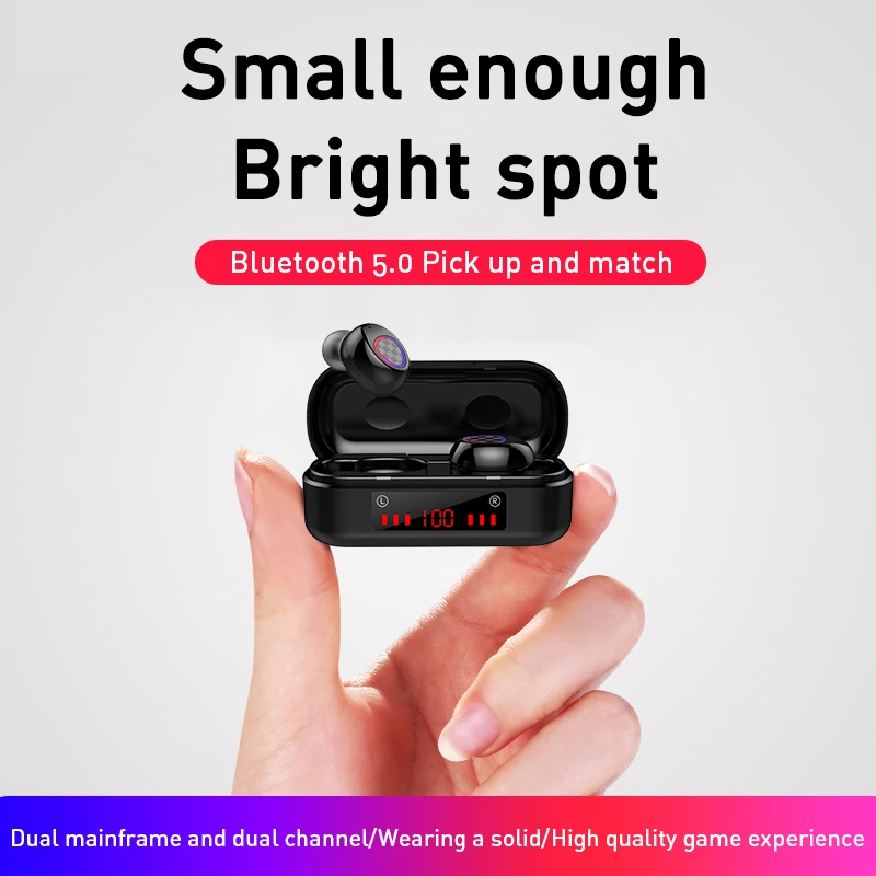 Bluetooth Earphone Earphones Wireless Headphones V7 V8 TWS Headset Sports Earbuds LED Ear Buds Ear Phones Headphone for Android
