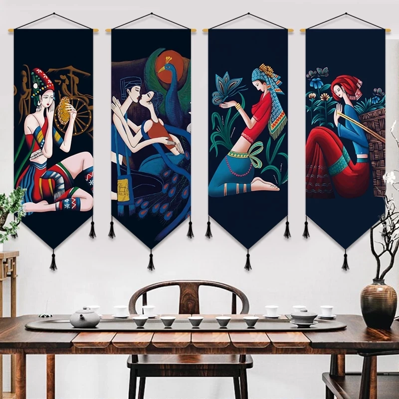 

Японский красивый холст Ukiyoe, настенные картины для гостиной, домашнего декора, настенная живопись с твердой древесиной, подвесной прокрутка