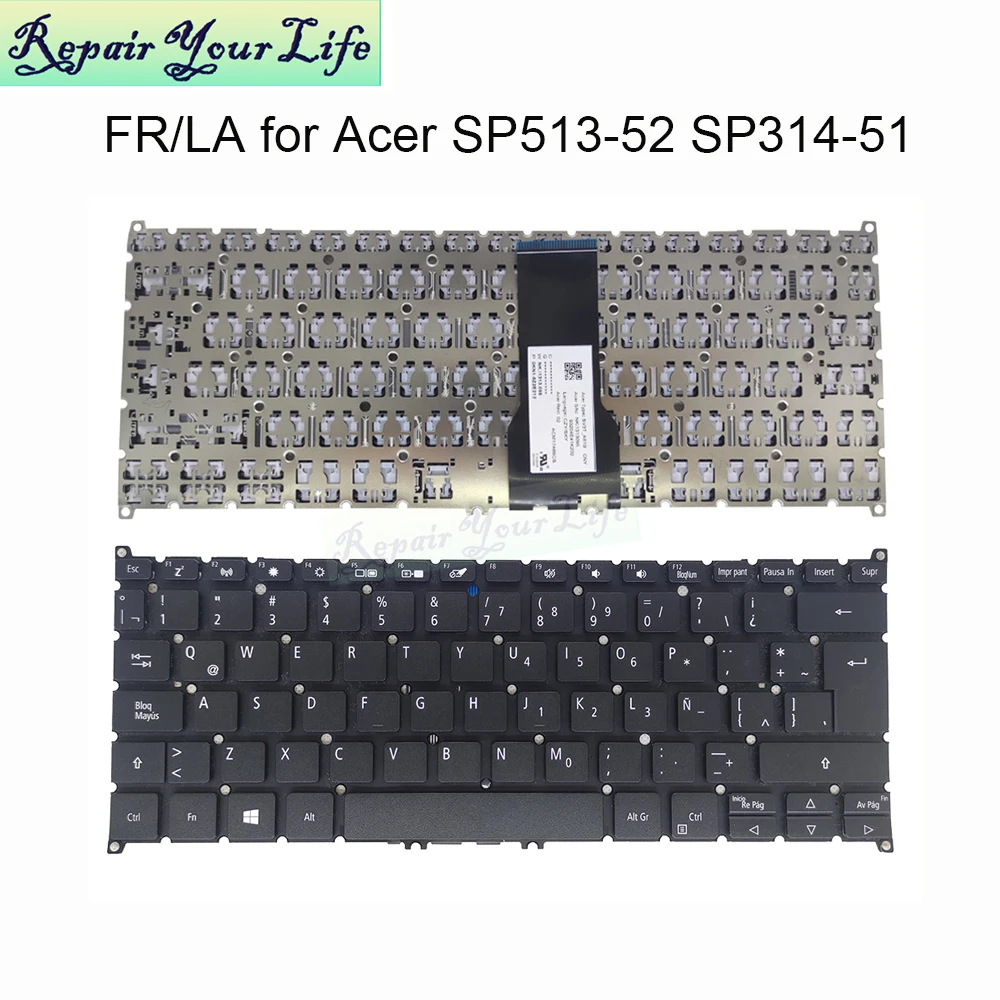 Teclado Azerty para Acer Spin Sp51352np Sp513-52n Sp513-53n Sp314-52 51 la fr Substituição Novo