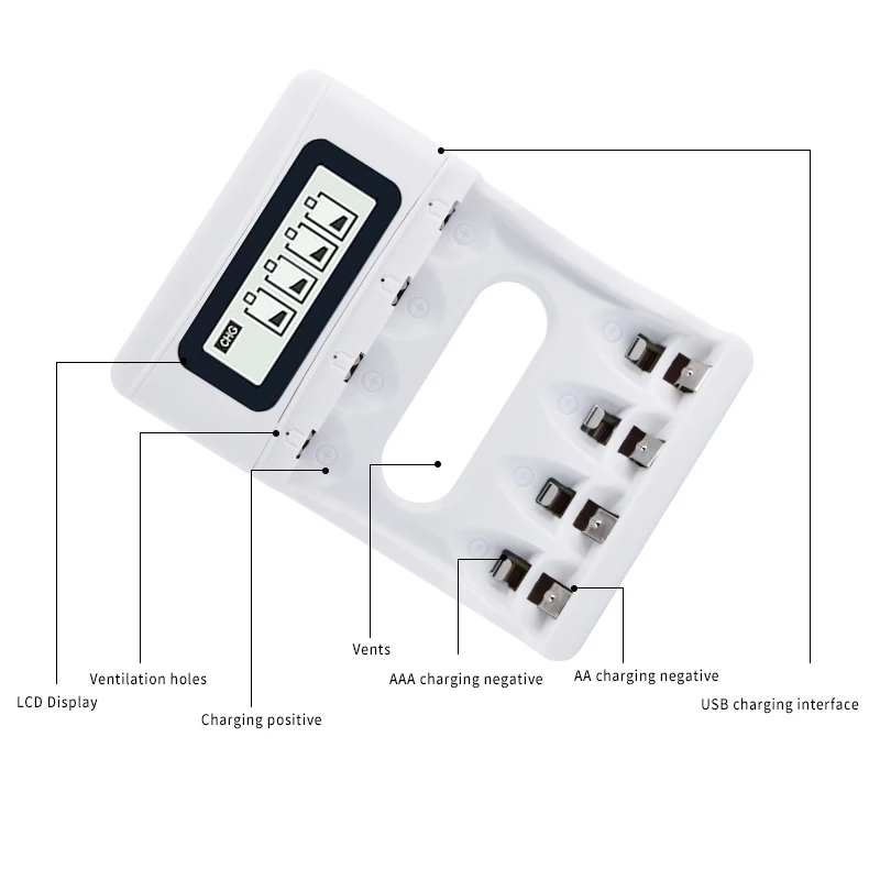 PALO lcd Smart USB зарядное устройство для AA AAA Ni-CD Ni-MH аккумуляторов+ 4 шт 1100mAh 1,2 V AAA перезаряжаемые батареи