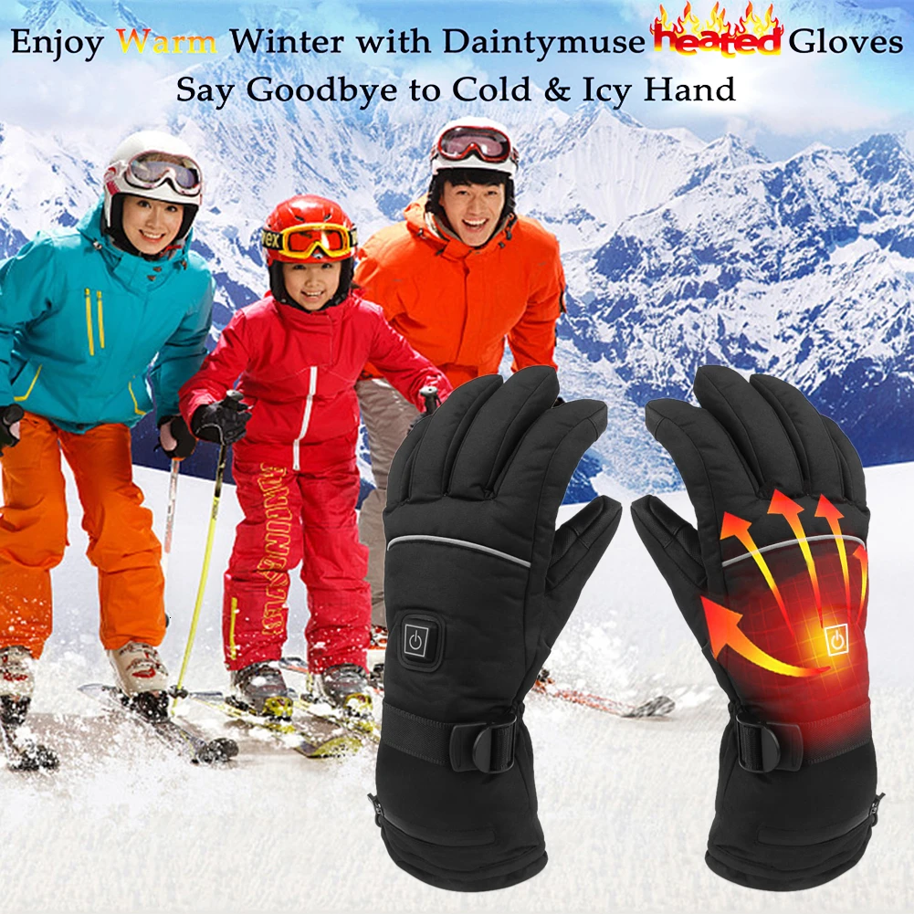 Electric Heating Gloves Battery Powered Thermal Heated temperature adjustment Five-Finger Winter Hand Warmer Ski | Дом и сад
