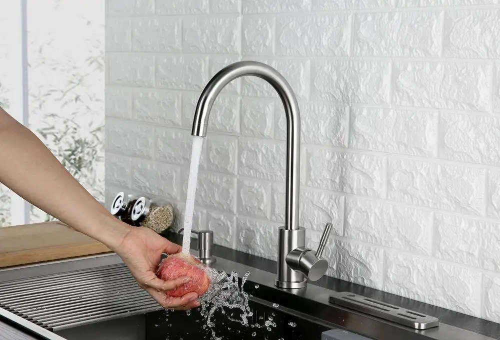 Kitchen Faucet 360 Degree Swivel Stainless Steel Kitchen Sink Faucet Single Handle Hot and Cold Mixer Sink Faucet (11)