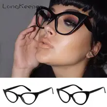 Longkeader, Женская Ретро оправа для очков в стиле кошачьи глаза, модная черная оправа, прозрачные линзы, оправа для очков, UV400, женские очки