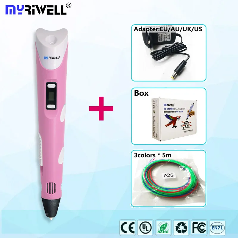 only pink pen Myriwell 3 d ручка 3d Ручка RP 100B 1,75 мм pla нить светодиодный дисплей Модель инструмент для рисования подарок на день рождения Рождественские подарки 3d Ручка - Цвет: only pink pen