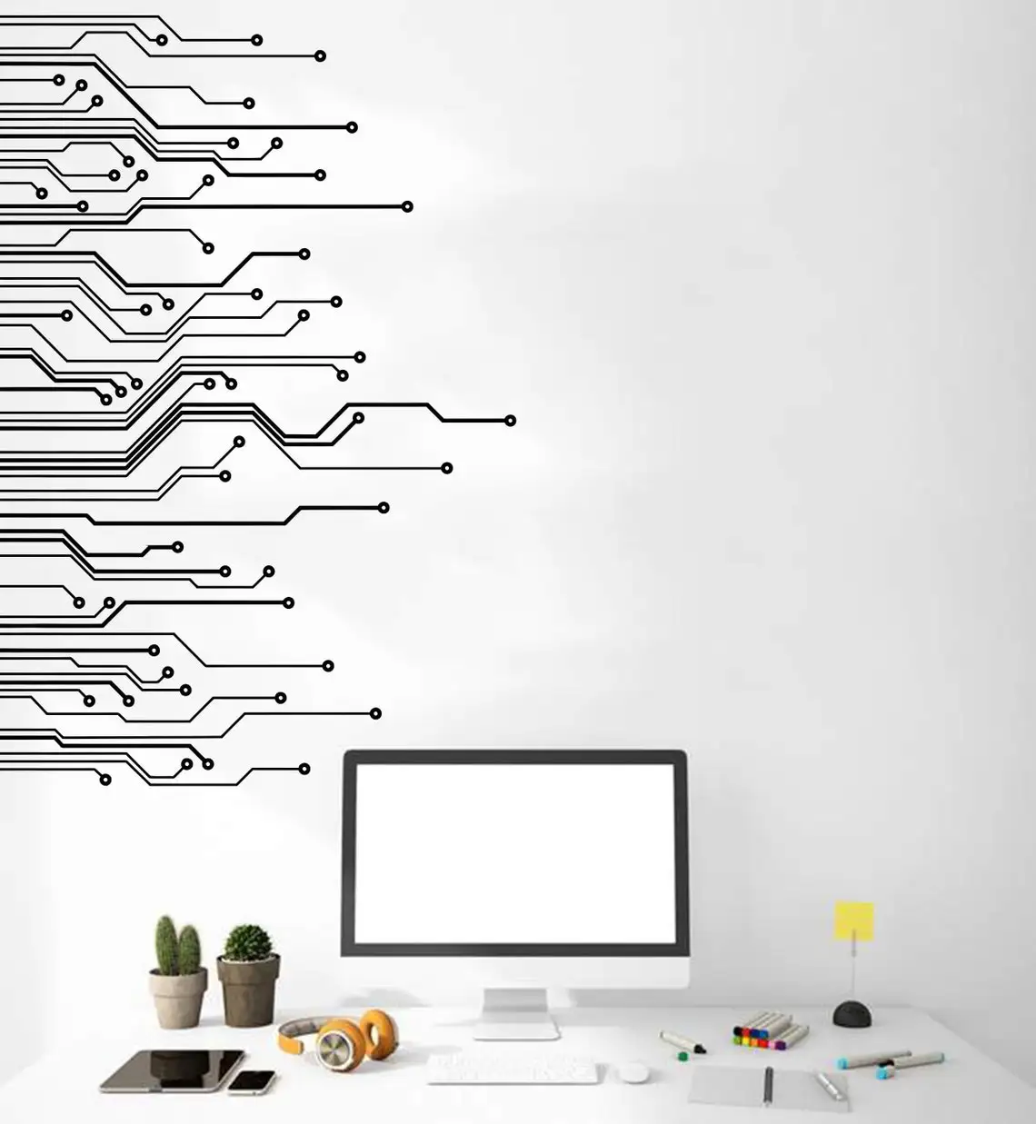 

Studio decoration wall stickers circuit board decals technology vinyl wall art decals home decoration art wall stickers bg46