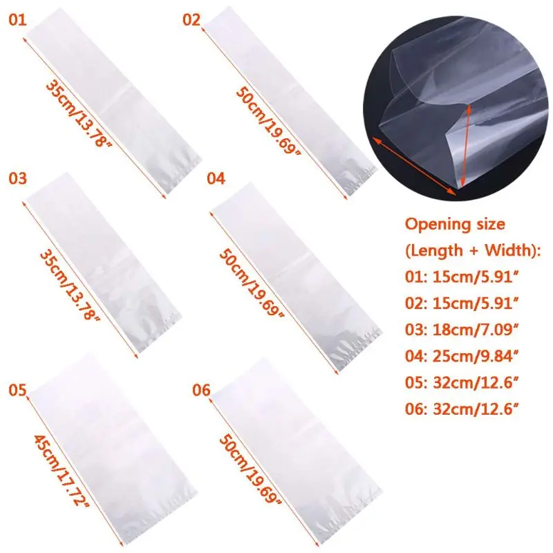 Mushroom Growth Bags 50pcs 6 Sizes High Temperature Plastic Garden Planting