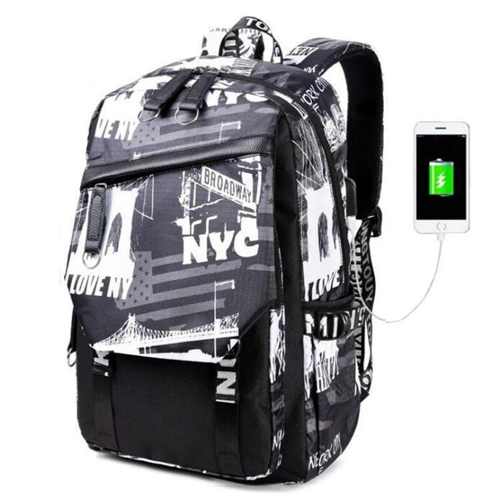 Men Fashion Backpack Anti-theft Mens Women USB Charger Port Waterproof Bag Laptop Notebook Leisure y28 | Багаж и сумки