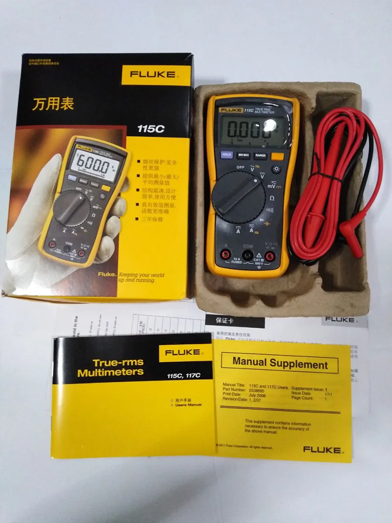 Fluke 115C \ 116C \ 117 мультиметр тестер цифровой многофункциональный мультиметр портативный цифровой тестер для AC/DC истинный среднеквадратичный тестер