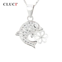 CLUCI 925 стерлингового серебра Дельфин в форме жемчуга крепление Подвески женские ювелирные изделия Серебро 925 Подвески кулон для женщин ювелирные изделия