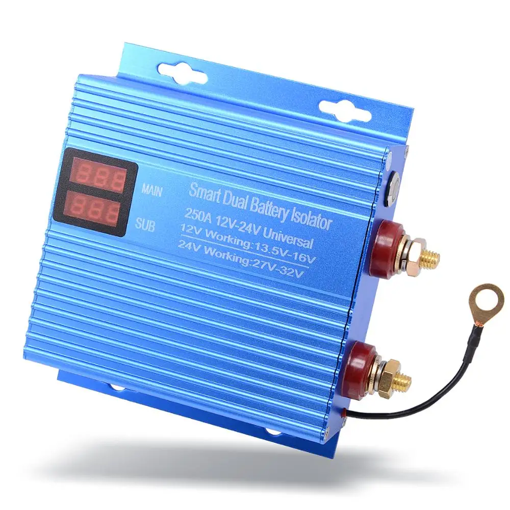 EHDIS 250A High Current Voltage Relay Car Dual Battery Isolator Switch 12V 24V Universal Charging Power Control Auto Connection