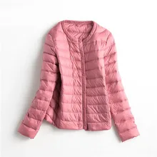 QPFJQD осенне-зимний женский тонкий белый пуховик на утином пуху парка Женская Повседневная Верхняя одежда Пальто ультра легкие топы с круглым вырезом