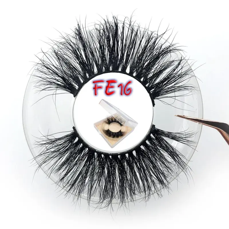 FE16 Mikiwi FE квадратный чехол 25 мм накладные ресницы толстые полосы 25 мм 3D норковые ресницы индивидуальная упаковка этикетка Драматические Длинные норковые ресницы - Цвет: FE16