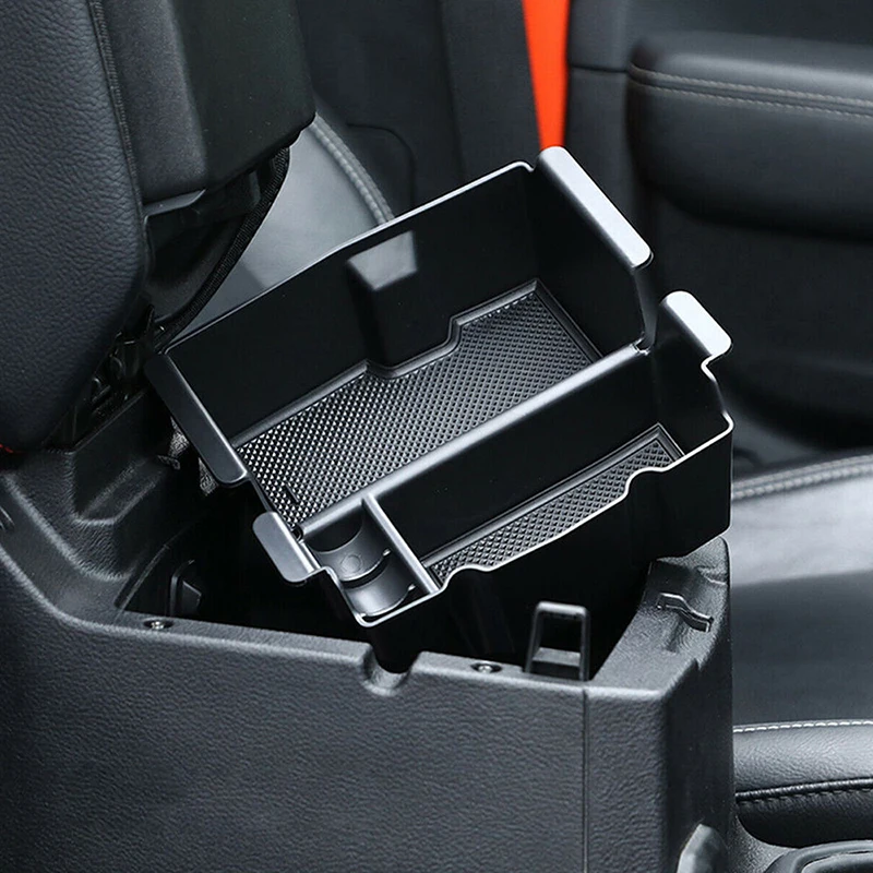 

Car Armrest Storage Box Case Center Console Tray Interior For Jeep Wrangler JL Storage Box Non-slip Rubber Mats