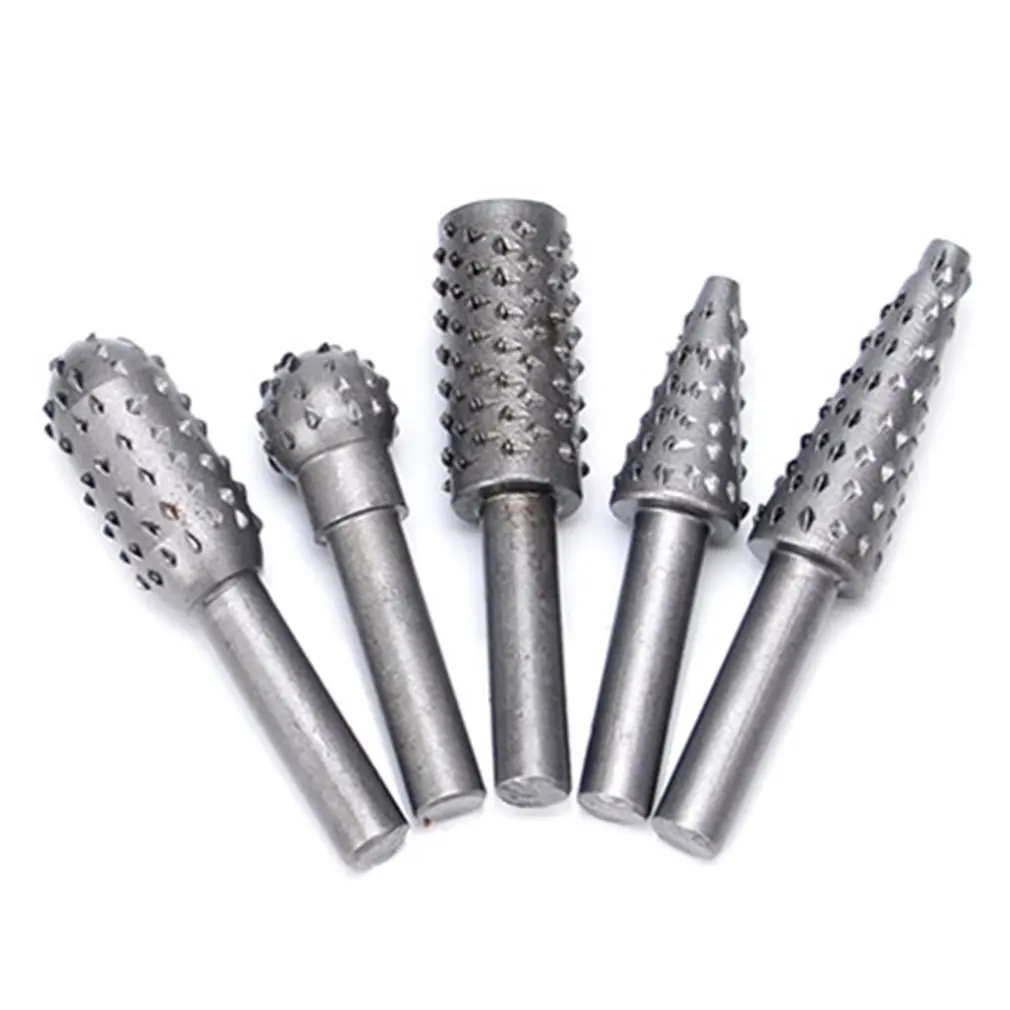 5Pcs Steel Rotary Rasp File 1/4" Shank Rotary Craft Files Rasp Burrs