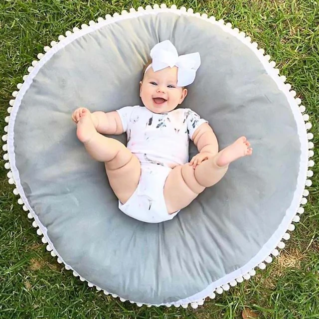 New 90CM Round Cushion Pad Home Decor Seat Cushion Kids Pillow Stuffed Thick Cotton Play Pad Crwaling Mat Carpet Floor Rug Baby 2
