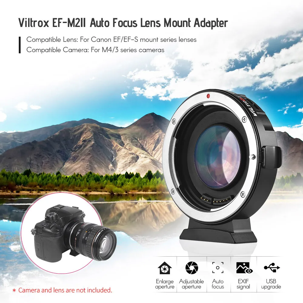 Viltrox EF-M2II Крепление объектива адаптер фокусное расстояние редуктор Автофокус 0.71x для Canon EF Крепление объектива Olympus M43 камера
