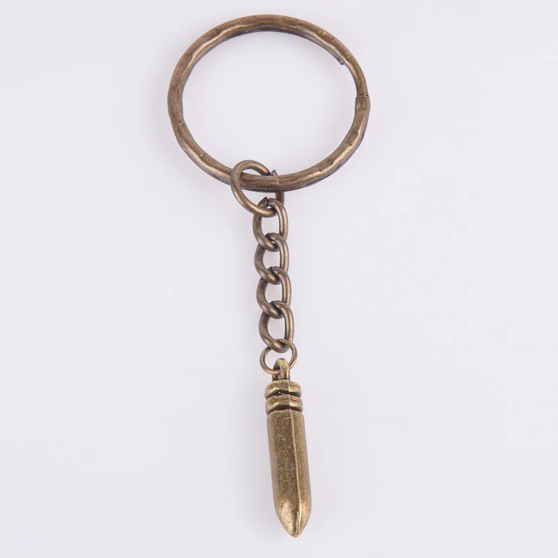 5*24MM vintage antique bronze men bullet keychain metal alloy male key