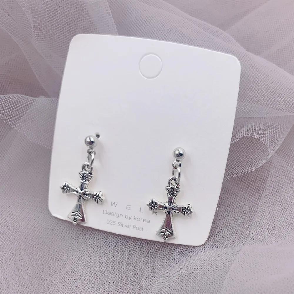 Fashion  Cross Pendant Cartilage Drop Dangle Earrings Punk Jewelry For Cool Women Girl Friendship Gifts 3